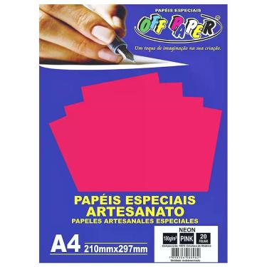 Imagem de Papel Neon A4 180g Especial para Artesanato Enfeites Decoração 20 Folh