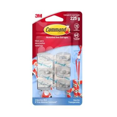 Imagem de COMMAND 3M Gancho Adesivo para Decorações de Natal Transparente 6 Unidades