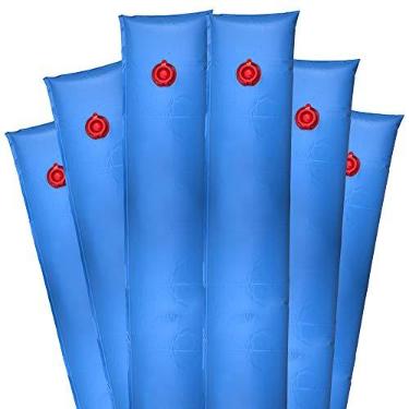Imagem de Robelle Pacote com 6 pesos de cobertura de piscina de câmara única azul resistente de 2,4 m, vinil de 33 mm de espessura, sacos de água para piscina, tubos de água