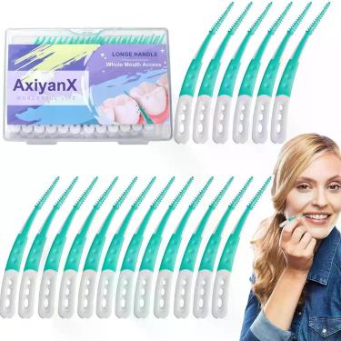 Imagem de Palitos de fio dental AxiyanX 84 unidades com escovas de silicone maci