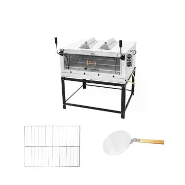 Imagem de Forno a Gás Industrial Infra Roma Inox Firiv110 Venâncio com Pedra Refratária Grade Extra e Pá para Pizza