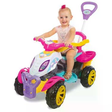 Imagem de Quadriciclo Infantil Rosa com Funções de Passeio e Pedal Rodas Antiderrapantes Maral