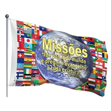 Imagem de Bandeira Evangélica Missões Mundo Estampada Uma face 90x128cm - Cód. 075655