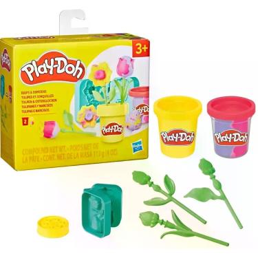 Imagem de G2476 massa de modelar playdoh flores com 02 potes tulipas e narcisos 