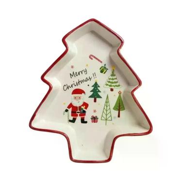 Imagem de Petisqueira natal ceramica branco e vermelho 23cm dinatale