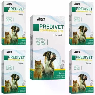 Imagem de Kit 5 Un Predivet 5mg C/ 10 Comp P/ Cães-Gatos Mundo Animal