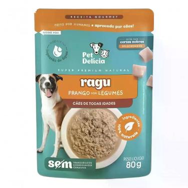 Imagem de Ração Úmida para Cães Pet Delícia Frango e Legumes Ingredientes Naturais 80G 1 Sachê