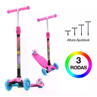 Imagem de Patinete Radical Infantil New Plus Rosa Com Luzes Dm Toys DMR6860