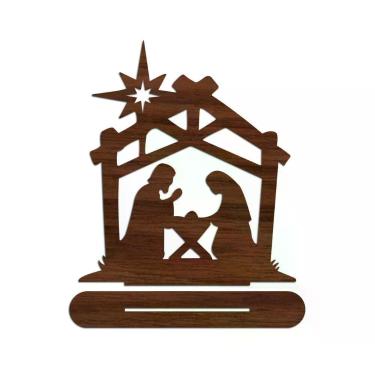 Imagem de Presépio 01 Com Base 18cmx20cm - Cria Arte Laser Madeira Escuro