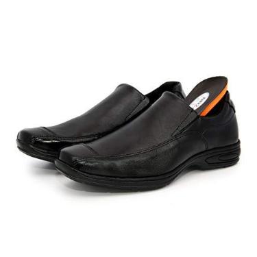 Imagem de Sapato masculino social couro legítimo casual conforto preto elástico (38)