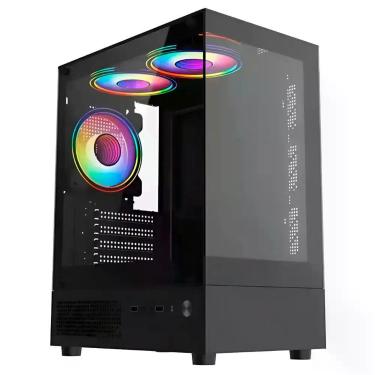 Imagem de Gabinete Gamer Cpt-quasar-2024 com 3 Fans Rgb Vidro Temperado Preto para Micro-atx e Mini-itx Crypton
