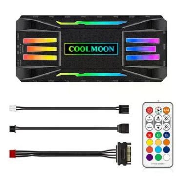 Imagem de Controladora Fans Coolmoon ARGB, 5v, 3 Pinos com 10 portas, Hub Pwm, 4 Pinos com 8 portas, Preta