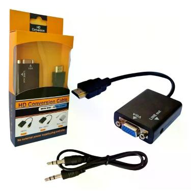 Imagem de Mini Cabo Adaptador Conversor Hdmi Para Vga Com Saída P2 De HdmiVga00 