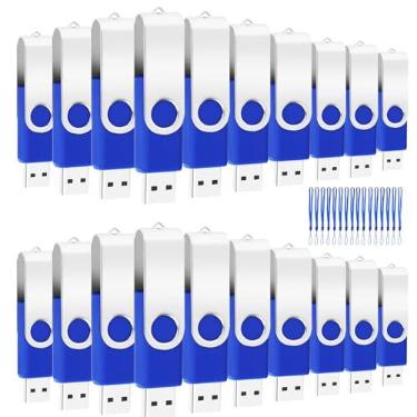 Imagem de Flash Drives USB de 8 GB, pacote com 50, pen drive giratório EASTBULL USB2.0, unidades USB de metal, armazenamento dobrável (azul, 50 unidades)