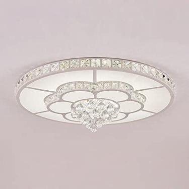 Imagem de Sala de estar LED teto luz regulável cristal painel de vidro lâmpada 50cm moderno decorativo cristal lâmpada flor design com controle remoto luz teto redondo para quarto escritório sala jant