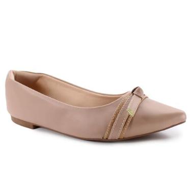 Imagem de Sapatilha Bico Fino Feminino Casual Confort Rasteira Rasteirinha Elegante (Nude, BR, Adulto, Numérico, 35)