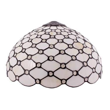 Imagem de Tiffany Lâmpada de substituição W16H7 Polegada vitral cristal pera abajur com contas adequado para luminárias de mesa lâmpada de chão (3 ganchos) pendente de luz de pendurar S558 WERFACTORY Decoração de escritório em casa