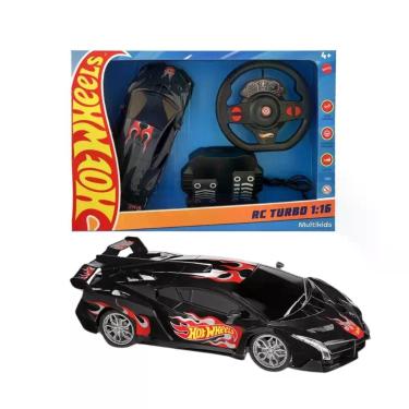 Imagem de Carrinho de Controle Remoto Hot Wheels Turbo Preto Brinquedo Infantil 
