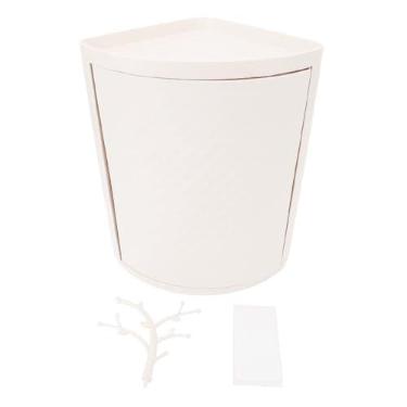 Imagem de Armário de armazenamento de canto de bancada 360 graus de pó de poeira Organizador de economia de espaço para banheiro cozinha especiarias pp material 37x36x22cm