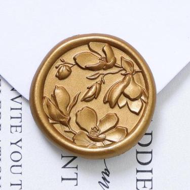 Imagem de Adesivo UNIQOOO Wax Seal Magnolia, 50 unidades de ouro antigo