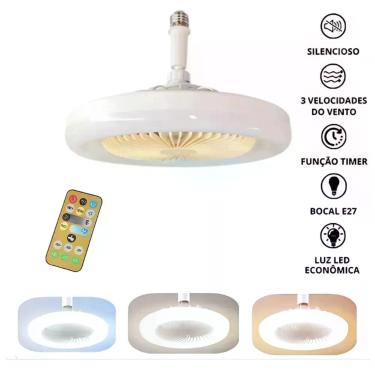 Imagem de Ventilador de Teto LED E27 36W, Iluminação Fria e Quente para Todos os