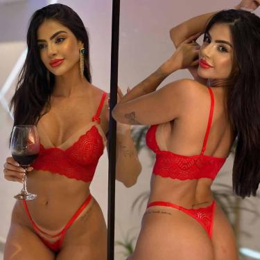 Imagem de Lingerie Sem Bojo Tule Transparente Renda Calcinha Fio Sexy - Luara, P
