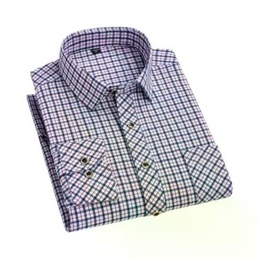 Imagem de Camisa De Flanela Masculina De Manga Longa 2024, Algodão Macio, Ajuste