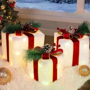Imagem de Caixas de presente iluminadas para decoração de Natal TOWPONICS com 60