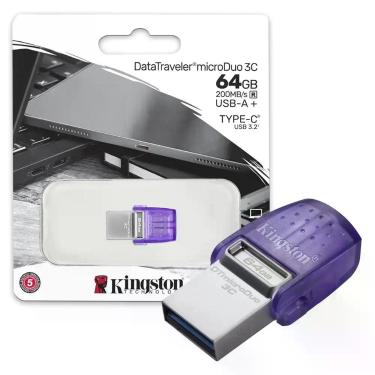 Imagem de Pen Drive 64GB Kingston Datatraveler Microduo USB 3.2 Tipo C e Tipo A