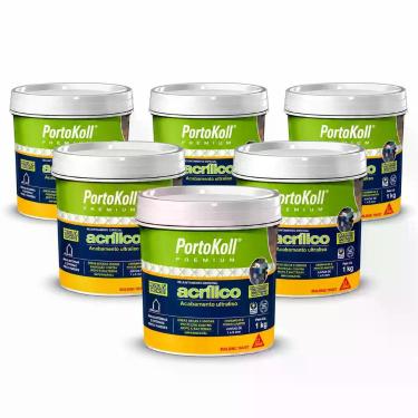 Imagem de Kit 6 Rejunte Acrílico PortoKoll 1kg Grafite - SIKA