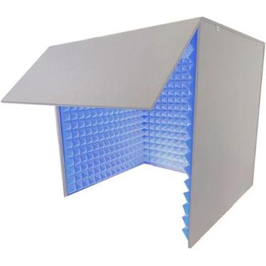 Imagem de Cabine vocal portátil para gravação, painéis de espuma acústica, painéis de parede à prova de som, tratamento de painel de absorção de som, para estúdio de home office, azul