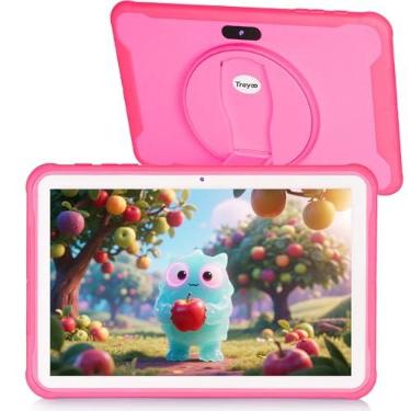 Imagem de Tablet infantil, tablet de 10,1 polegadas para crianças com capa incluída, armazenamento 64G, câmera dupla, WiFi, aplicativos educacionais pré-instalados, controle dos pais, YouTube (rosa)