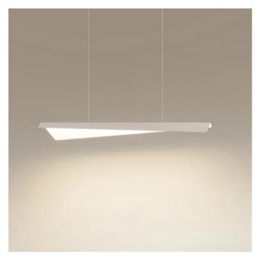 Imagem de Lustre LED moderno minimalista branco, sala de jantar, cozinha, ilha, luminária pendente longa, bar, escritório, luz suspensa, lâmpadas de lustre