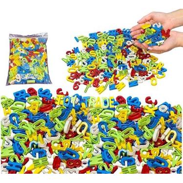 Imagem de Brinquedo De Montar Infantil Sacola Alfanumérica Letras e Números Coloridos Alfabeto Móvel Brinquedo Educativo Infantil (200 Peças)