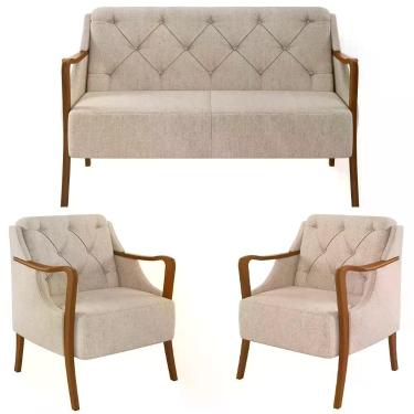 Imagem de Kit Namoradeira 135cm E 2 Poltronas Decorativas Capitonê Lapa M22 Linh