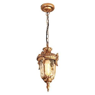 Imagem de Lustre europeu à prova d'água de led para áreas externas, luminária pendente de cabeça única, luzes externas, bronze, 34 cm