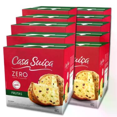 Imagem de Panettone Casa Suíça Frutas Zero Açúcar Kit 10 unidades 400g - 11615, 