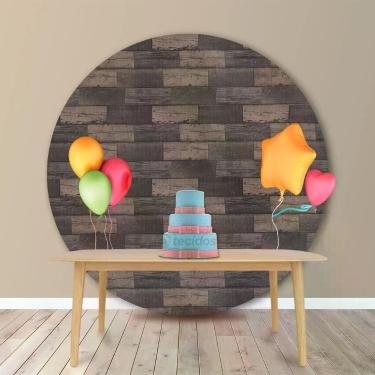 Imagem de Painel Redondo em Jacquard Estampado Madeira Escura, 2,00