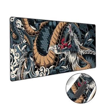 Imagem de Desk Pad Gamer Extra Grande Speed Anti Derrapante Profissional Large Wide 70x30 - Dragão Azul