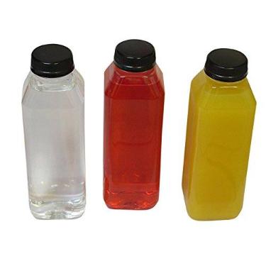 Imagem de Decony Garrafas de suco de plástico - 8 garrafas de suco de 473 ml com tampas, etiquetas e canudos invioláveis - Garrafas de suco reutilizáveis para suco de smoothie e bebidas caseiras