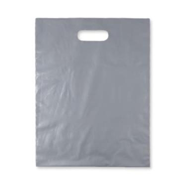 Imagem de Sacolas Plásticas com Alça Vazada, Prata, 40 x 50 cm, Pacote 1 Kg