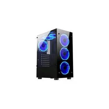 Imagem de Gabinete Gamer Rise Mode Glass 06X, Mid Tower, ATX, Lateral em Vidro Fumê e Frontal em Vidro Temperado, Sem FANs, Preto - RM-CA-06X-FB
