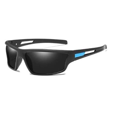 Imagem de Óculos de Sol Masculino Polarizado Esporte Ciclismo Corrida UV400 (Preto-Azul)