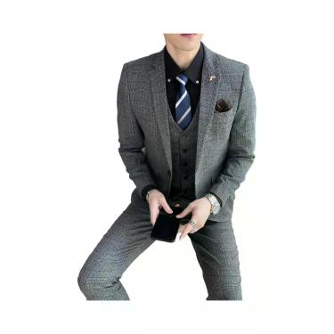 Imagem de Conjunto De Terno Masculino Estilo Britânico Coreano Com Estampa Xadre