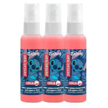 Imagem de Kit 3 Spray Bucal Dentalclean Stitch Antisséptico para Mau Hálito Sabor Cereja 30ML