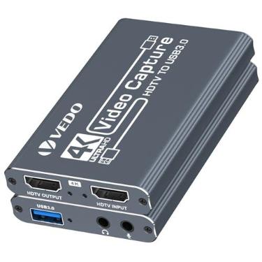Imagem de VEDO Placa de captura de vídeo 4K, dispositivo de captura de HDTV para USB 3.0 com sincroniza??o de áudio e vídeo, compatível com consoles de jogos,para transmiss?o ao vivo,grava??o e videoconferência