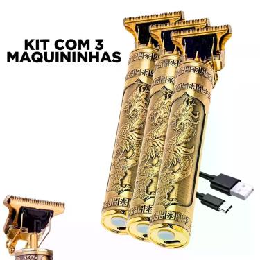 Imagem de Kit com 3 Máquinas De Cortar Cabelo Acabamento Profissional Sem Fio - 