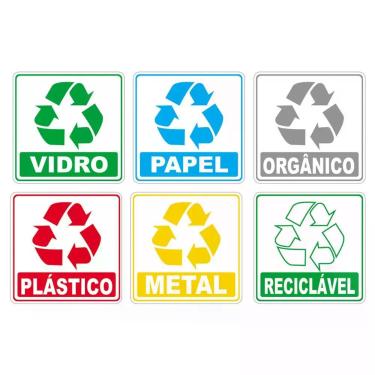 Imagem de Kit Adesivo Lixo Reciclavel 10cm 10cm Cor Colorido