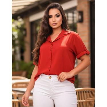 Imagem de Kit 3 Camisas Social Feminina Moda Evangelica Manga Curta - atrative f