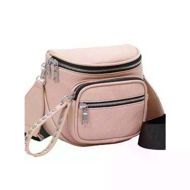 Imagem de Bolsa Feminina Transversal Tipo Pochete OEM 116 em Couro Sintético 18x24x8 Rosa Público Feminino